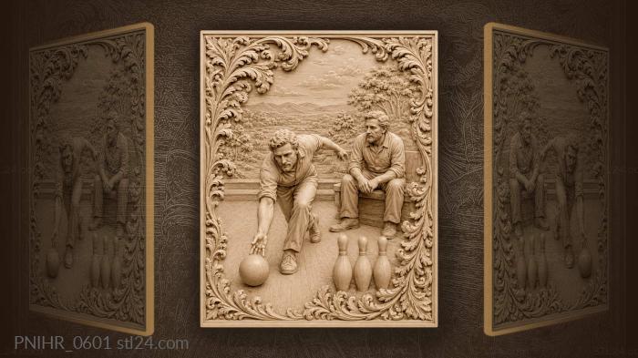Bowling game men landscape background 3d STL model
