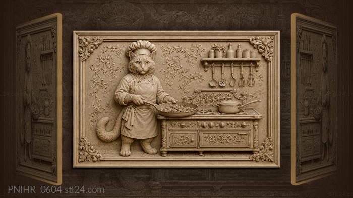 Cat chef by the stove 3d STL model