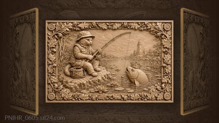 Crowned fish rises to the cat 3d STL model