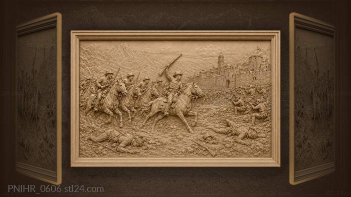 Cavalry attack on fortress town 3d STL model