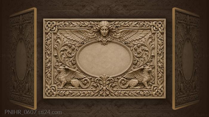 Angelic face with griffin guardians 3d STL model