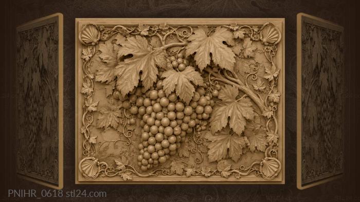 Dense grape bunch under ivy 3d STL model