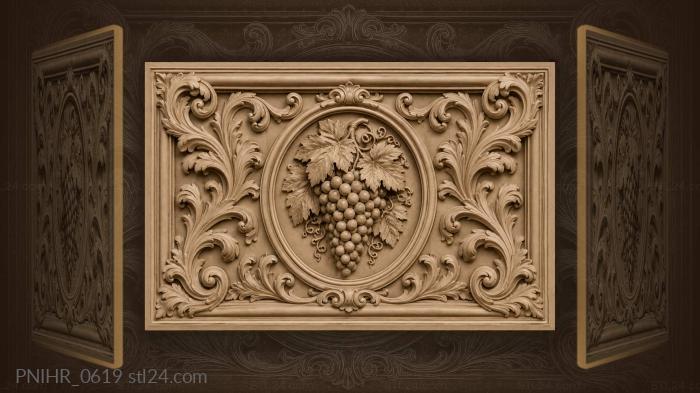 Grape cluster inside an oval medallion 3d STL model