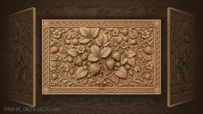 Strawberry bouquet with vine border 3d STL model