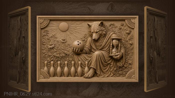 Wolf with bowling ball time 3d STL model