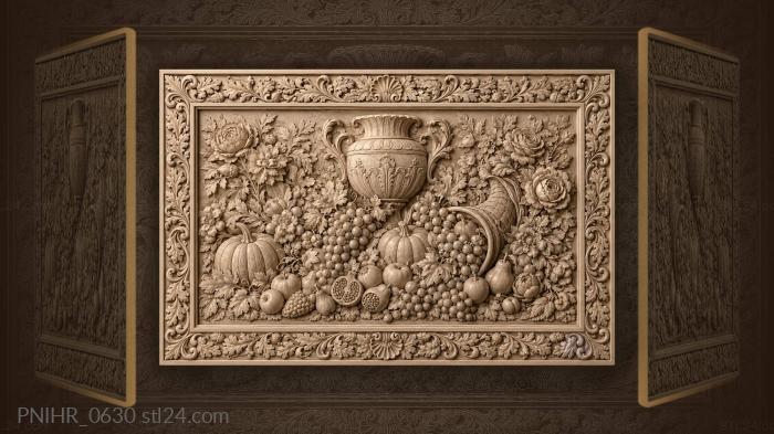 Abundant harvest fruits flowers vase 3d STL model