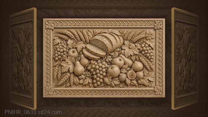 Abundance of fruits wheat and bread 3d STL model