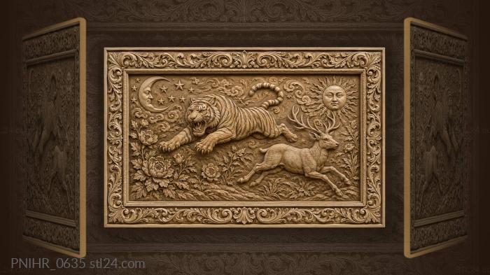 Tiger leaping after a fleeing deer 3d STL model