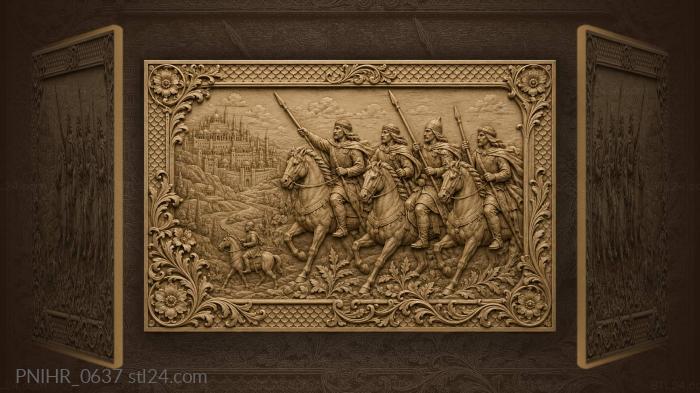 Horsemen charging towards distant city 3d STL model