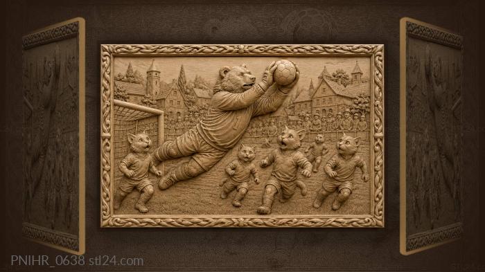 Bear goalkeeper saves a goal 3d STL model
