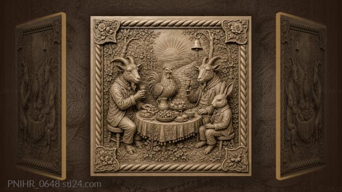 Animal feast under rising sun 3d STL model