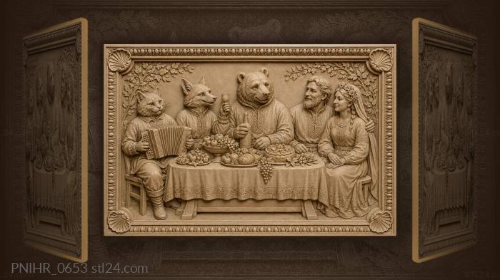 Animal wedding feast joyful celebration 3d STL model