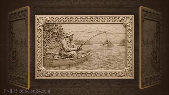Boat trailing lines past distant islands 3d STL model