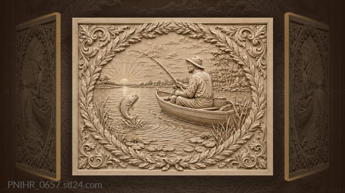 Angler meets sunrise among the reeds 3d STL model
