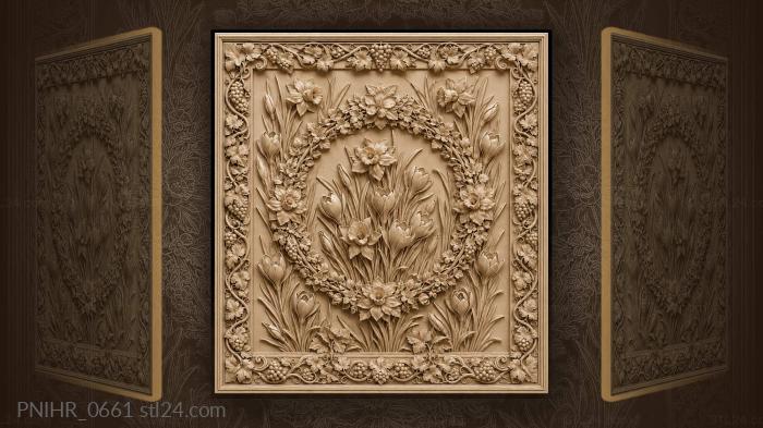 Daffodils crocuses and grapevine wreath 3d STL model