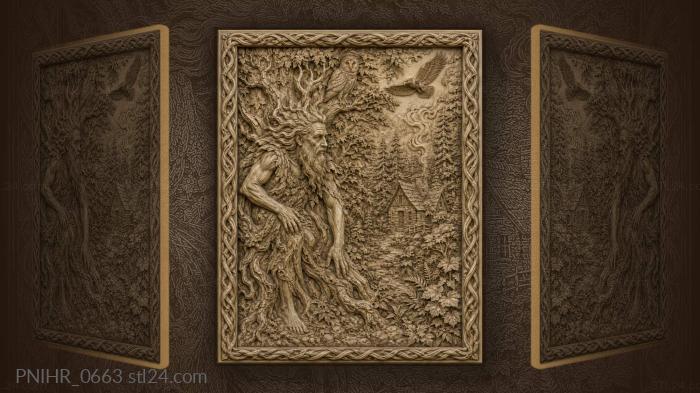 Forest spirit with owl above a cottage 3d STL model