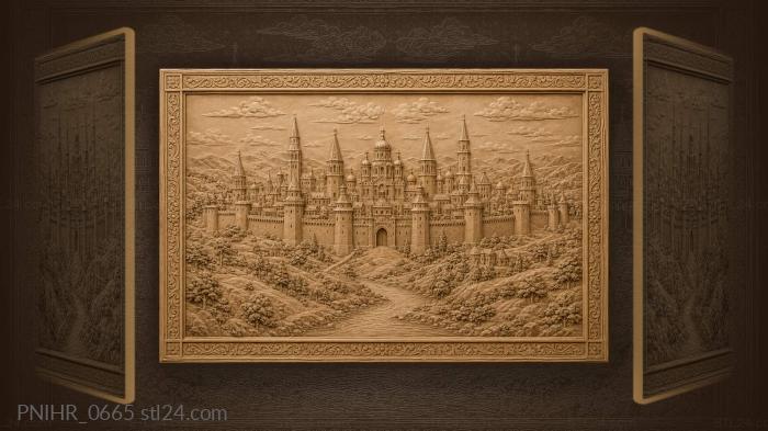 Fortress walls above the winding river 3d STL model