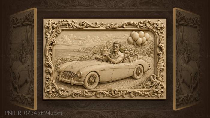 Birthday cake and balloons in a convertible 3d STL model