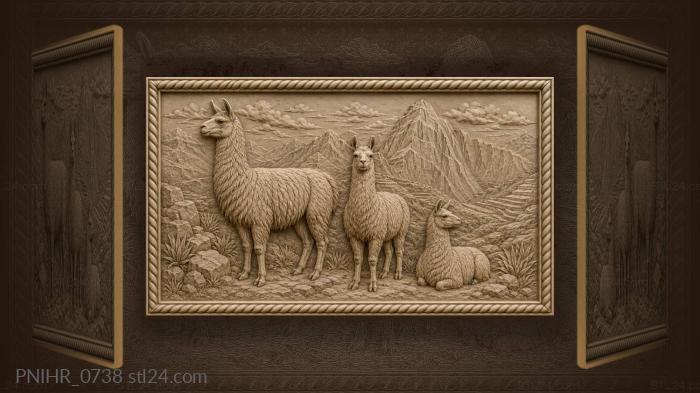 Andean llamas in mountain scenery 3d STL model