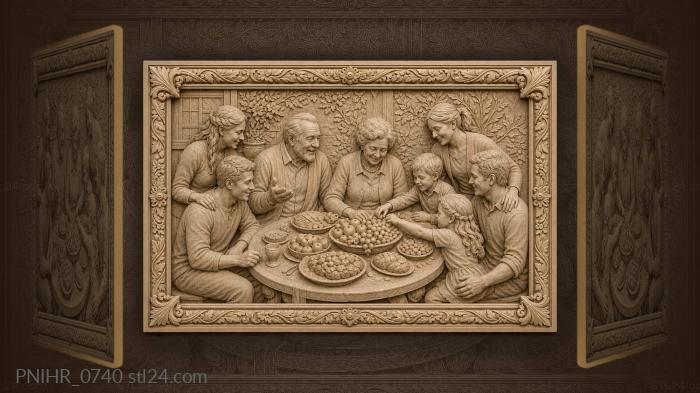 Family feast abundant harvest gathering 3d STL model