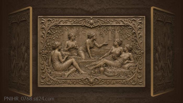 Ladies relaxing in tranquil garden spa 3d STL model