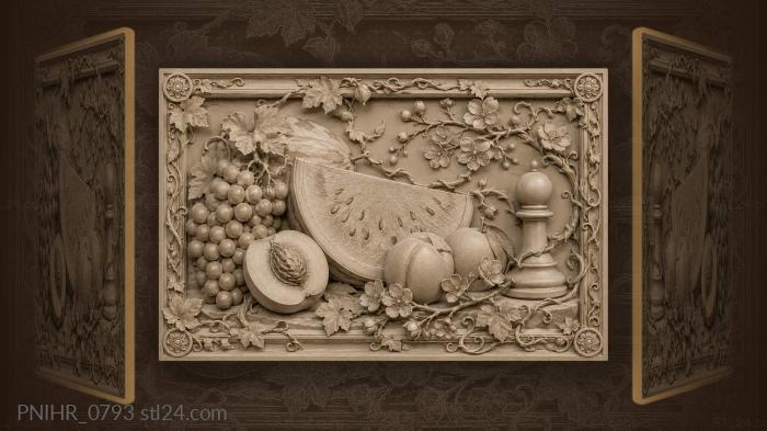 Summer fruits and chess contemplation 3d STL model