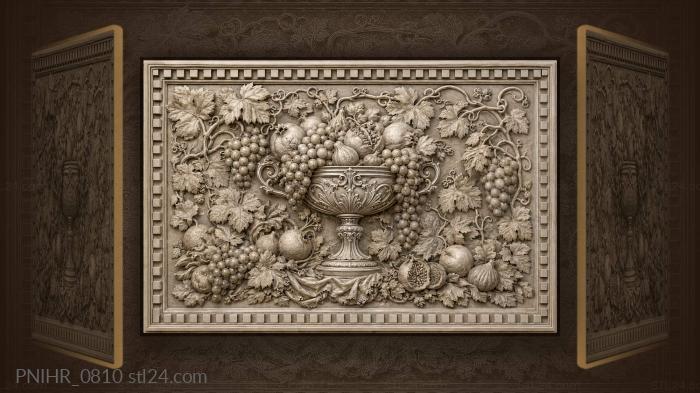 Abundant harvest silver goblet fruits vines 3d STL model