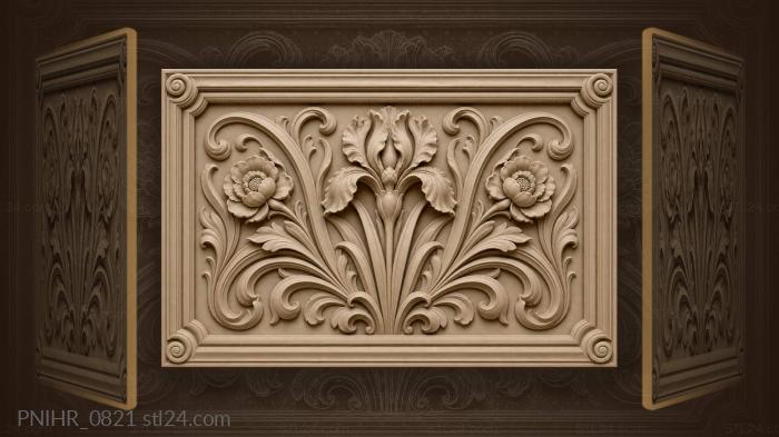 Iris among swirling floral leaves 3d STL model