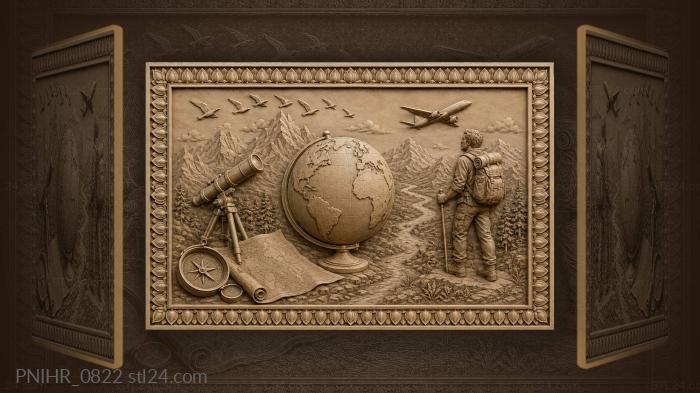 Wanderer globe mountains distant airplane 3d STL model