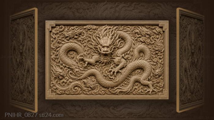 Fierce dragon in swirling motion 3d STL model