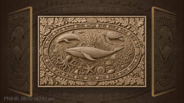 Ocean life and playful dolphins 3d STL model