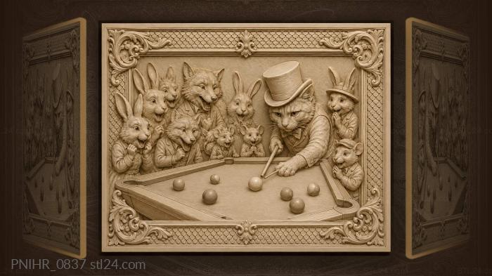 Cat billiards with animal spectators 3d STL model