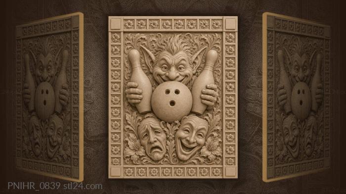 Bowling fun masks and flowers 3d STL model