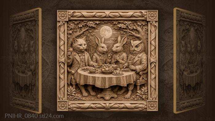 Forest friends enjoying a midnight supper 3d STL model