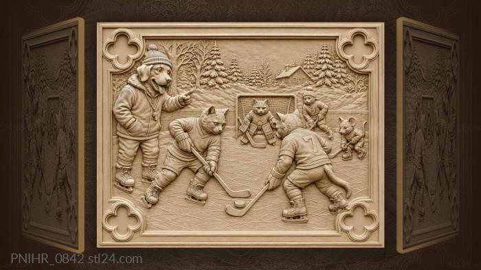 Hockey cats and canine coach 3d STL model