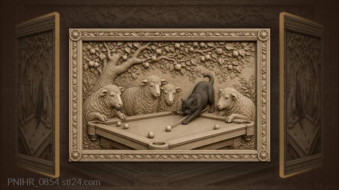 Sheep cat billiards apple tree fun 3d STL model