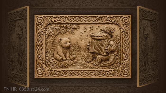 Bear cub and accordion crocodile 3d STL model