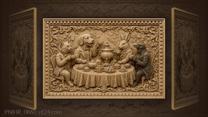 Animals having delightful tea together 3d STL model