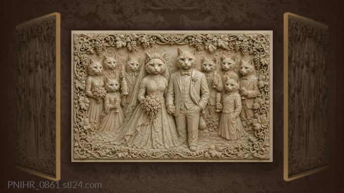 Cats’ joyful wedding celebration 3d STL model
