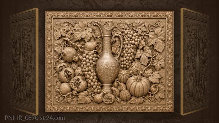 Silver pitcher among figs and pomegranates 3d STL model