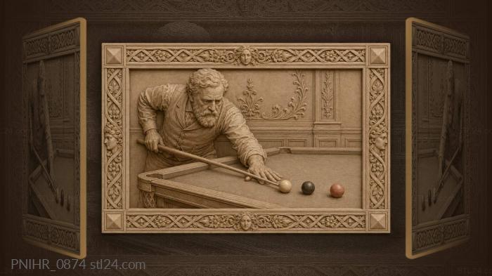 Billiards player focused on the shot 3d STL model