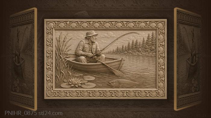 Old man in a rowboat among lilies 3d STL model