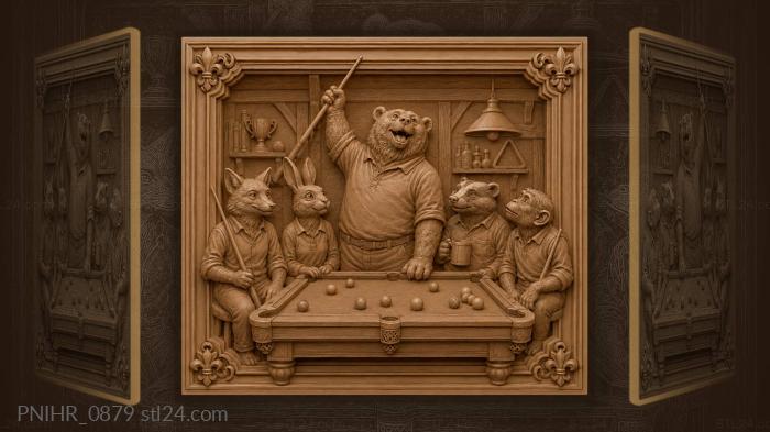 Bear raises his cue in triumph 3d STL model