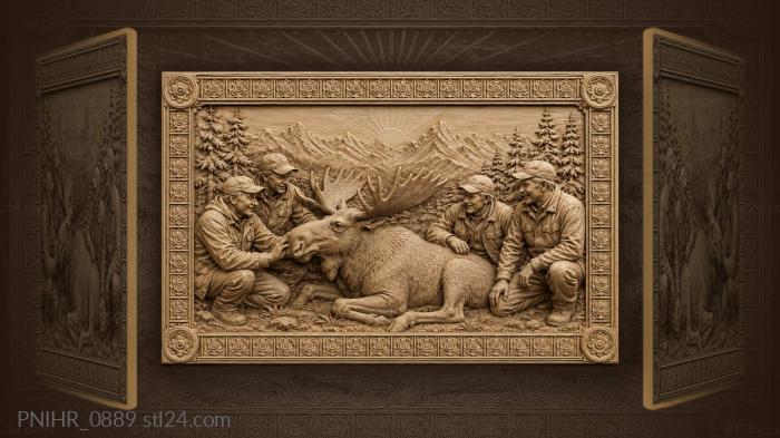 Moose and friendly forest companions 3d STL model