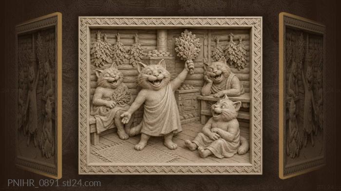 Cats in bathhouse herbal bliss 3d STL model