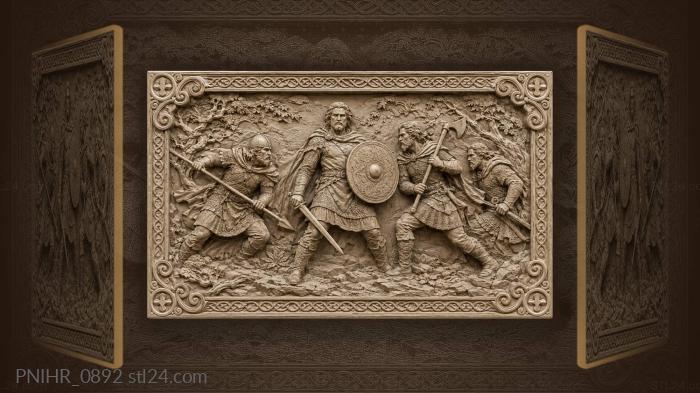 Swordsman between a spearman and an axeman 3d STL model