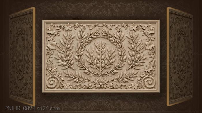 Olive branches berries circular design 3d STL model