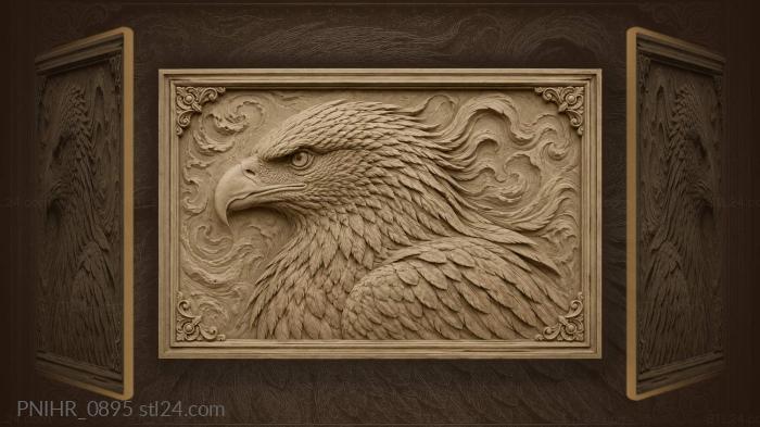 Eagle head in finely detailed plumage 3d STL model