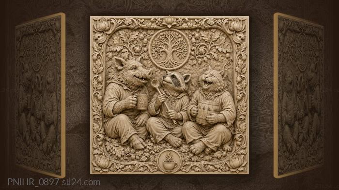 Festive forest friends sharing joy 3d STL model