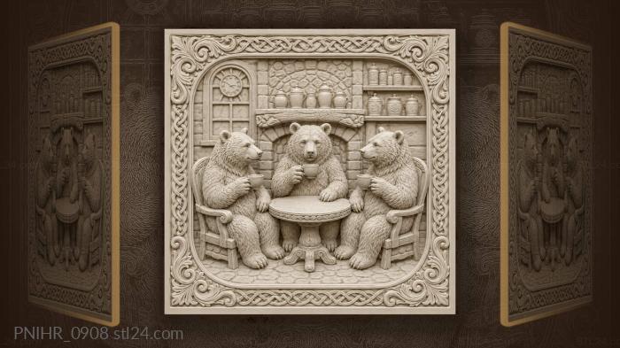 Tea beside a window clock and jars 3d STL model